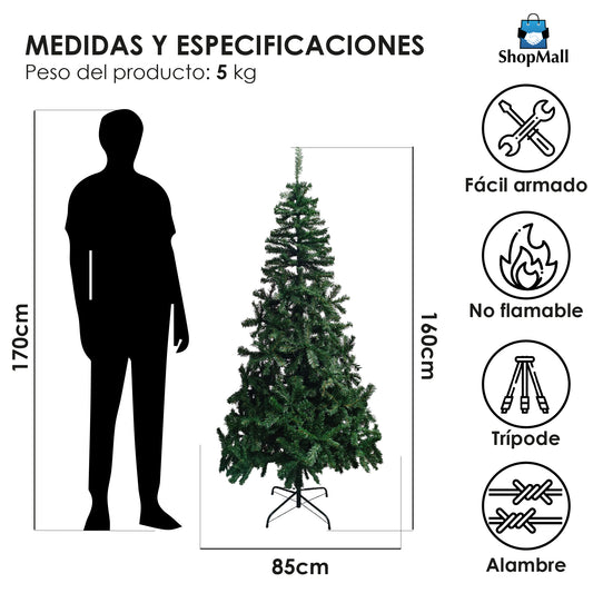 Paquete de 6 Árboles De Navidad 160cm De Altura Color Verde