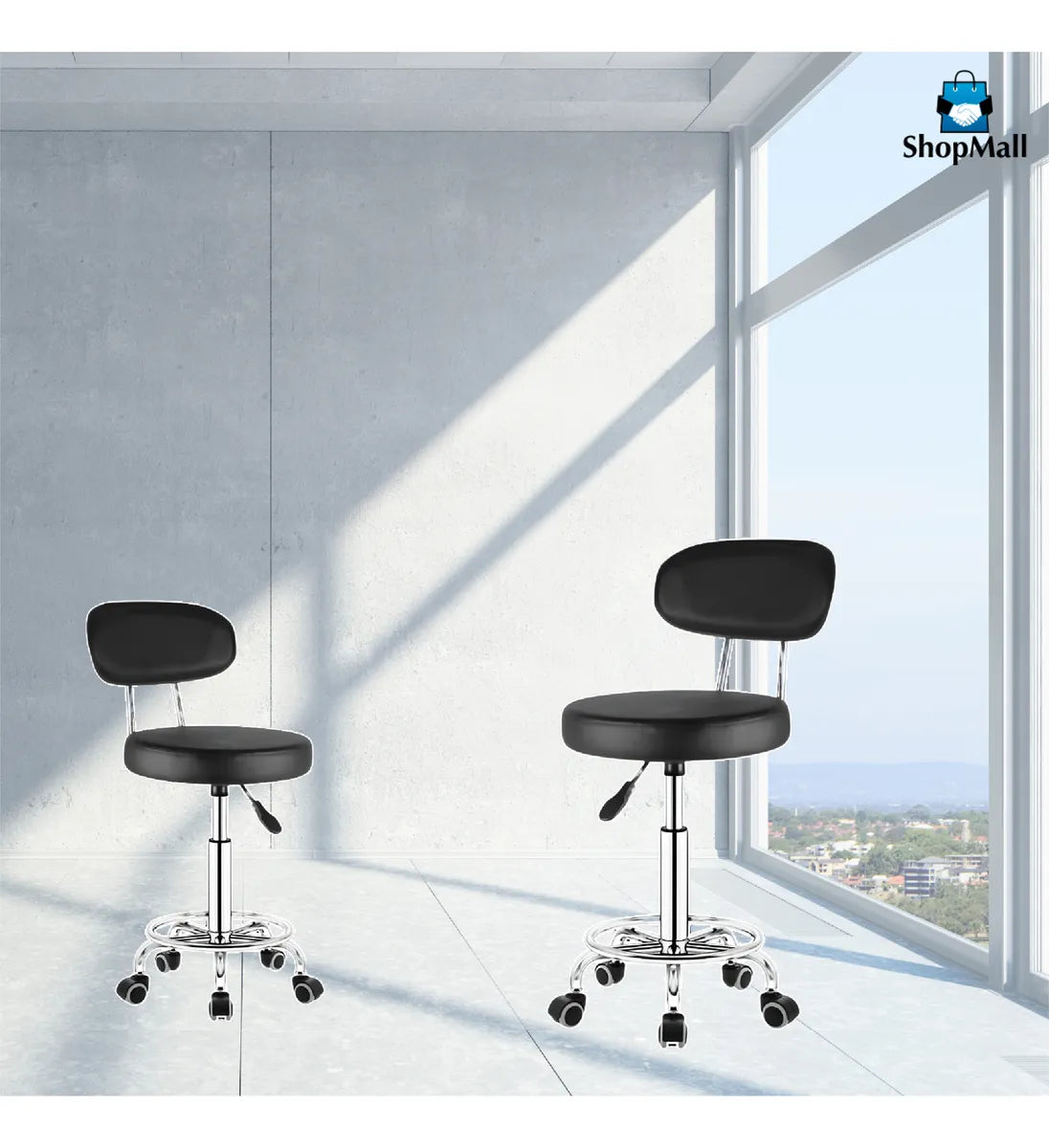 6 Silla Banco Taburete Oficina 360° Ajustable Con Respaldo por Mayoreo