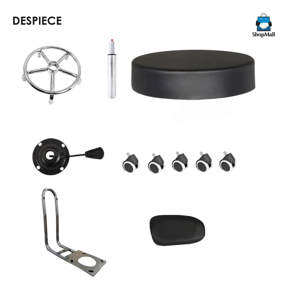 6 Silla Banco Taburete Oficina 360° Ajustable Con Respaldo por Mayoreo