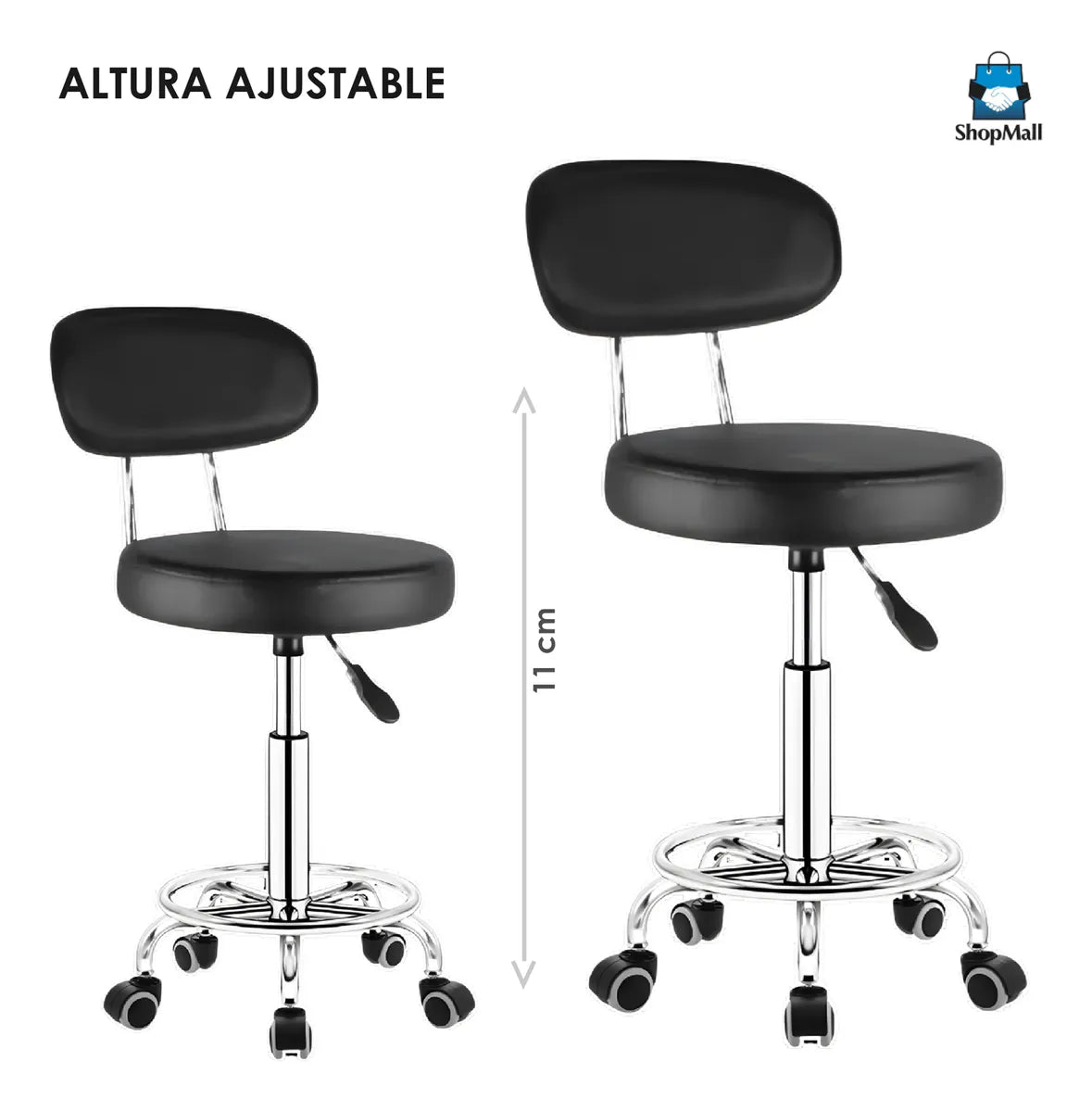 6 Silla Banco Taburete Oficina 360° Ajustable Con Respaldo por Mayoreo
