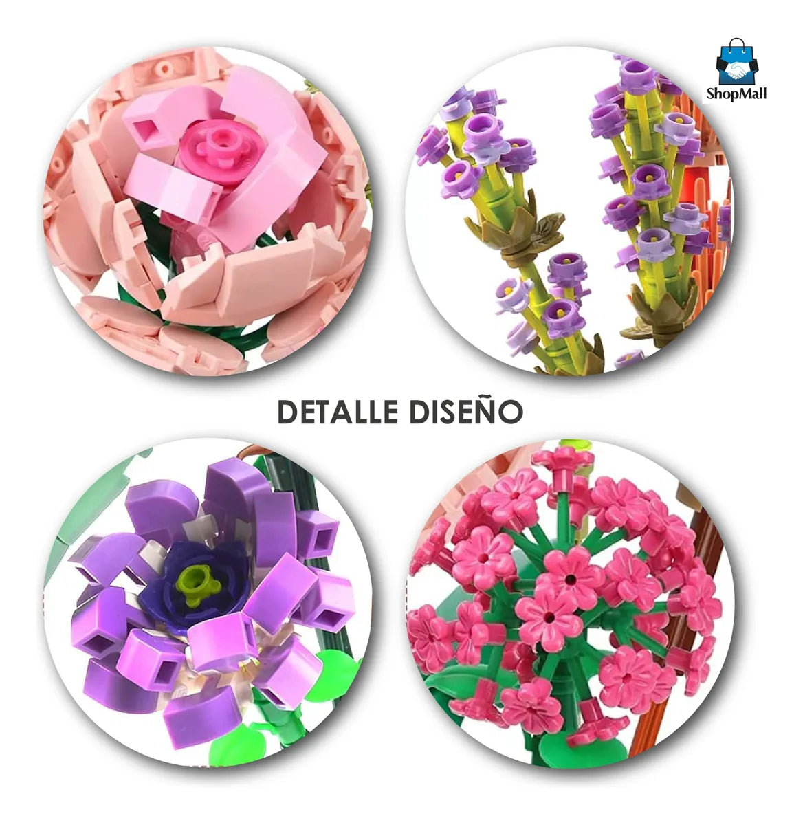 48 Bloques De Flores Artificiales Para Armar 547pzs por Mayoreo
