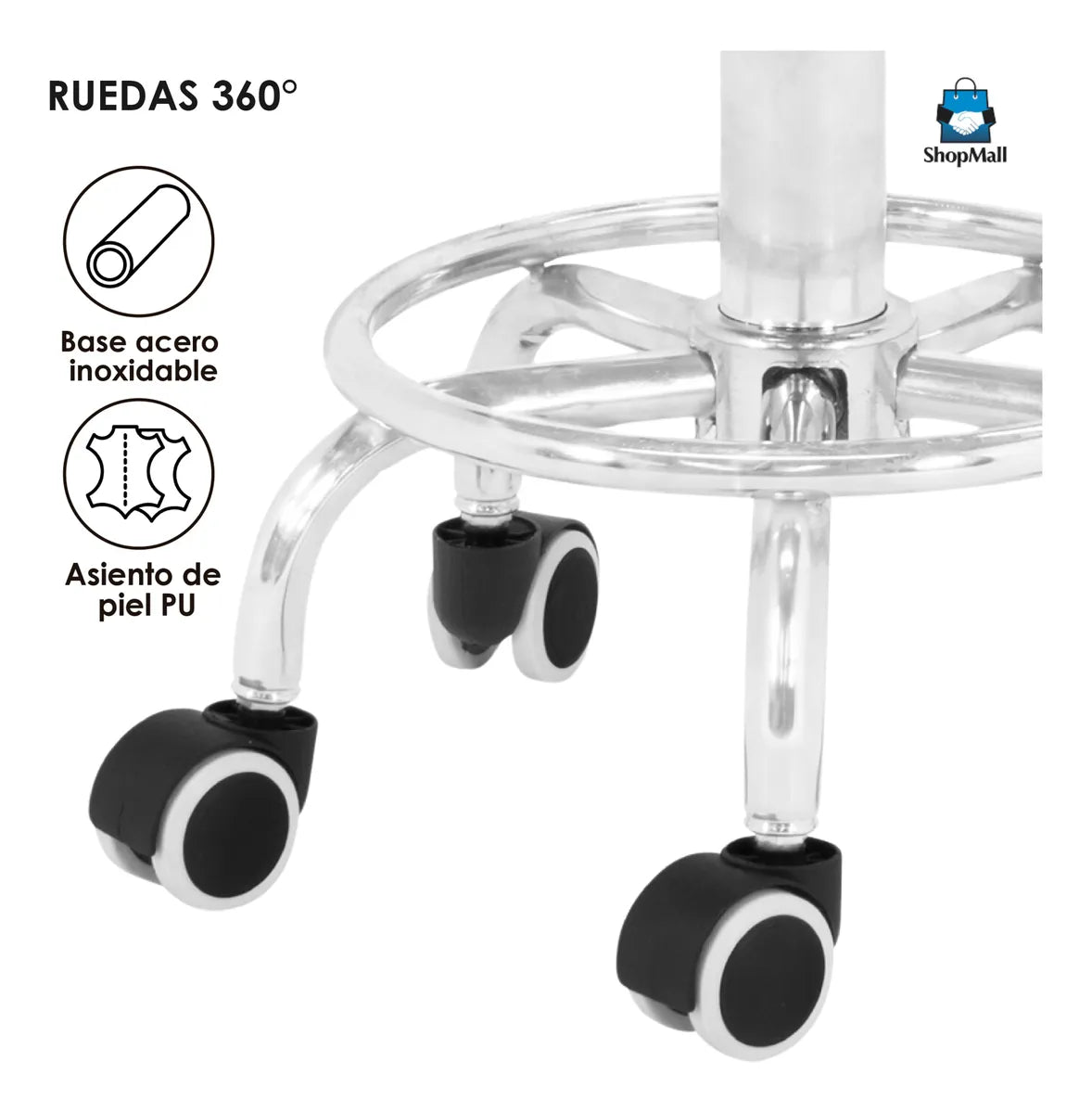 6 Silla Banco Taburete Oficina 360° Ajustable Con Respaldo por Mayoreo