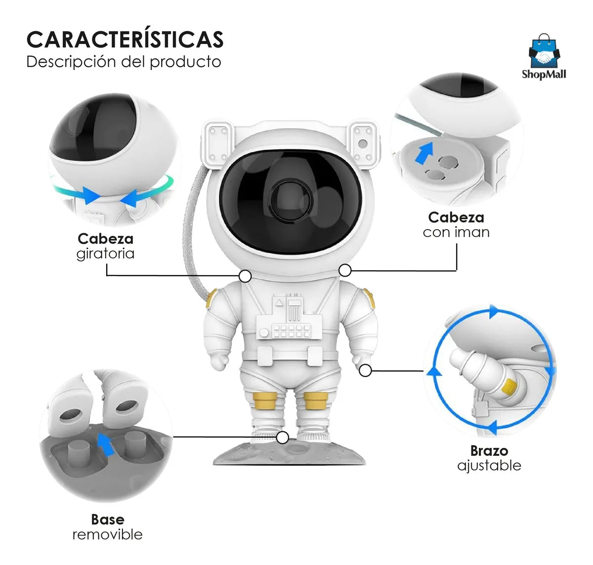 24 Proyectores De Estrella Galaxia Astronautas Lampara De Noche 127V Color de la estructura Blanco por Mayoreo