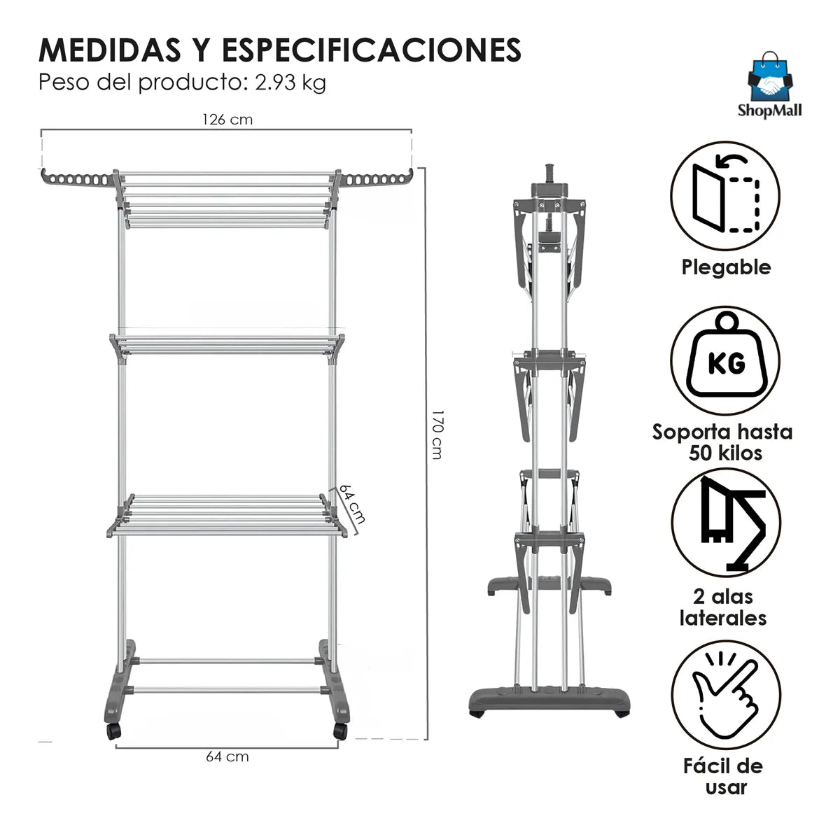 6 Tendedero Plegable De Ropa Portátil Retráctil  Perchero por Mayoreo