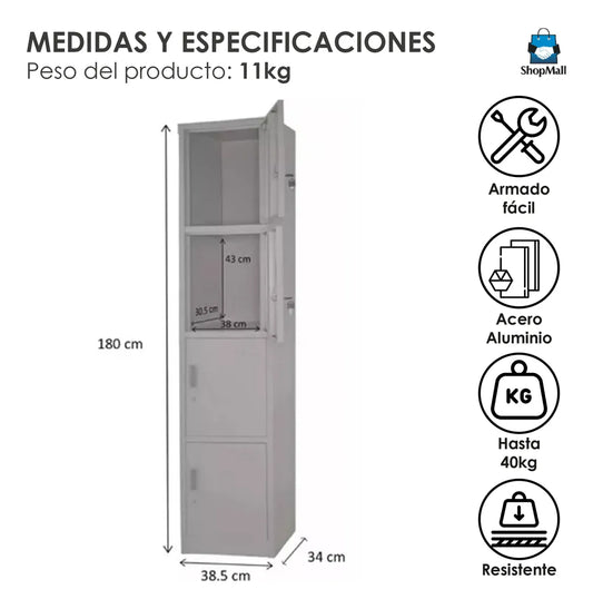 5 Locker Metalico 4 Puertas Casilleros Oficina Chapa
