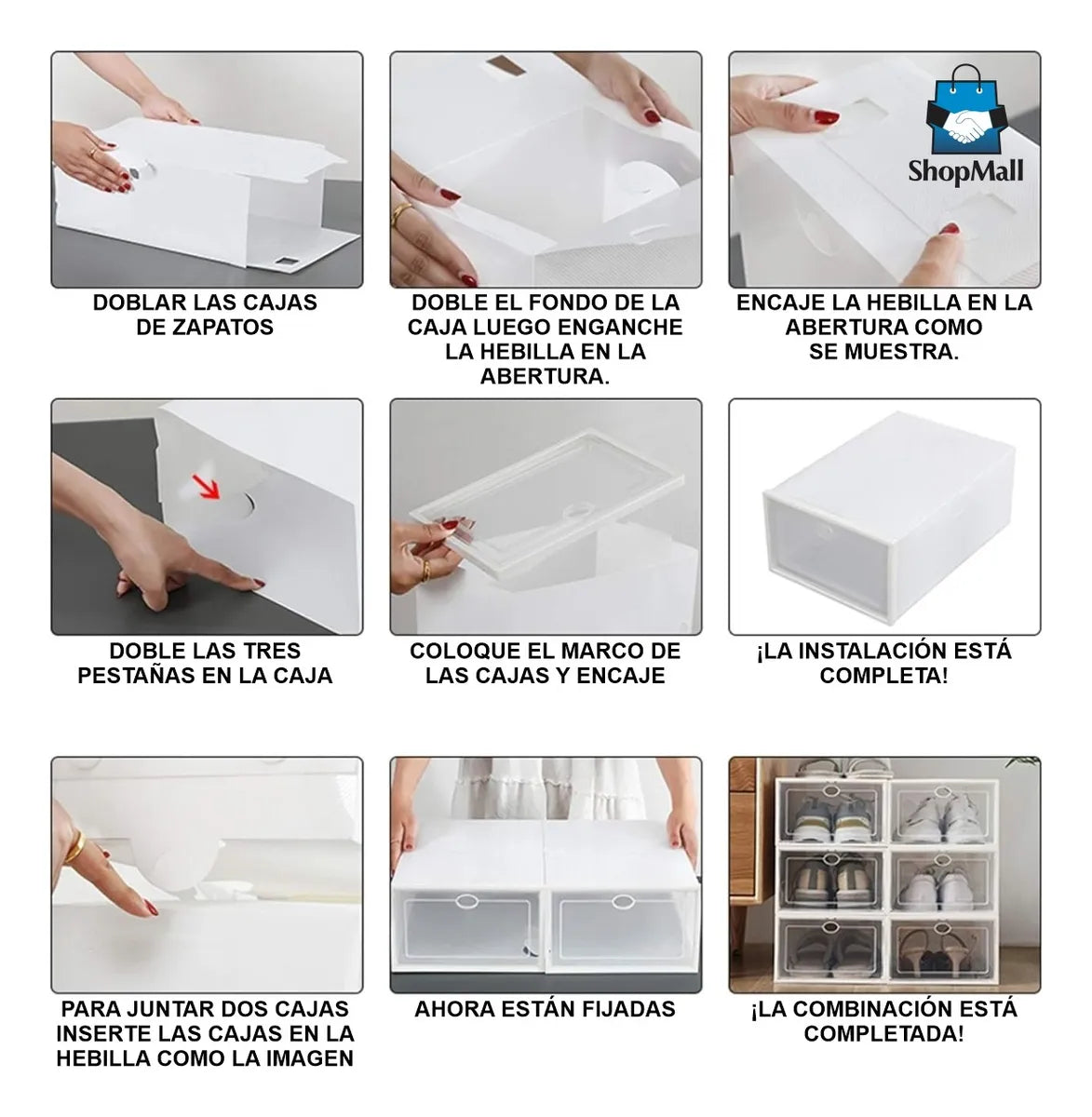 8 Kits de 12 Cajas Organizadoras Para Zapatos Apilable por Mayoreo