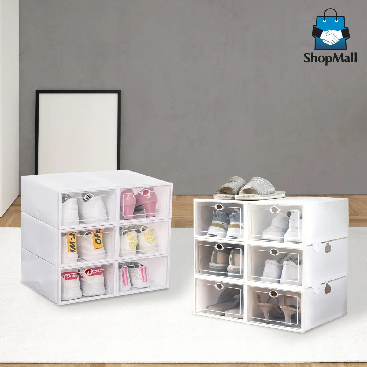 8 Kits de 12 Cajas Organizadoras Para Zapatos Apilable por Mayoreo