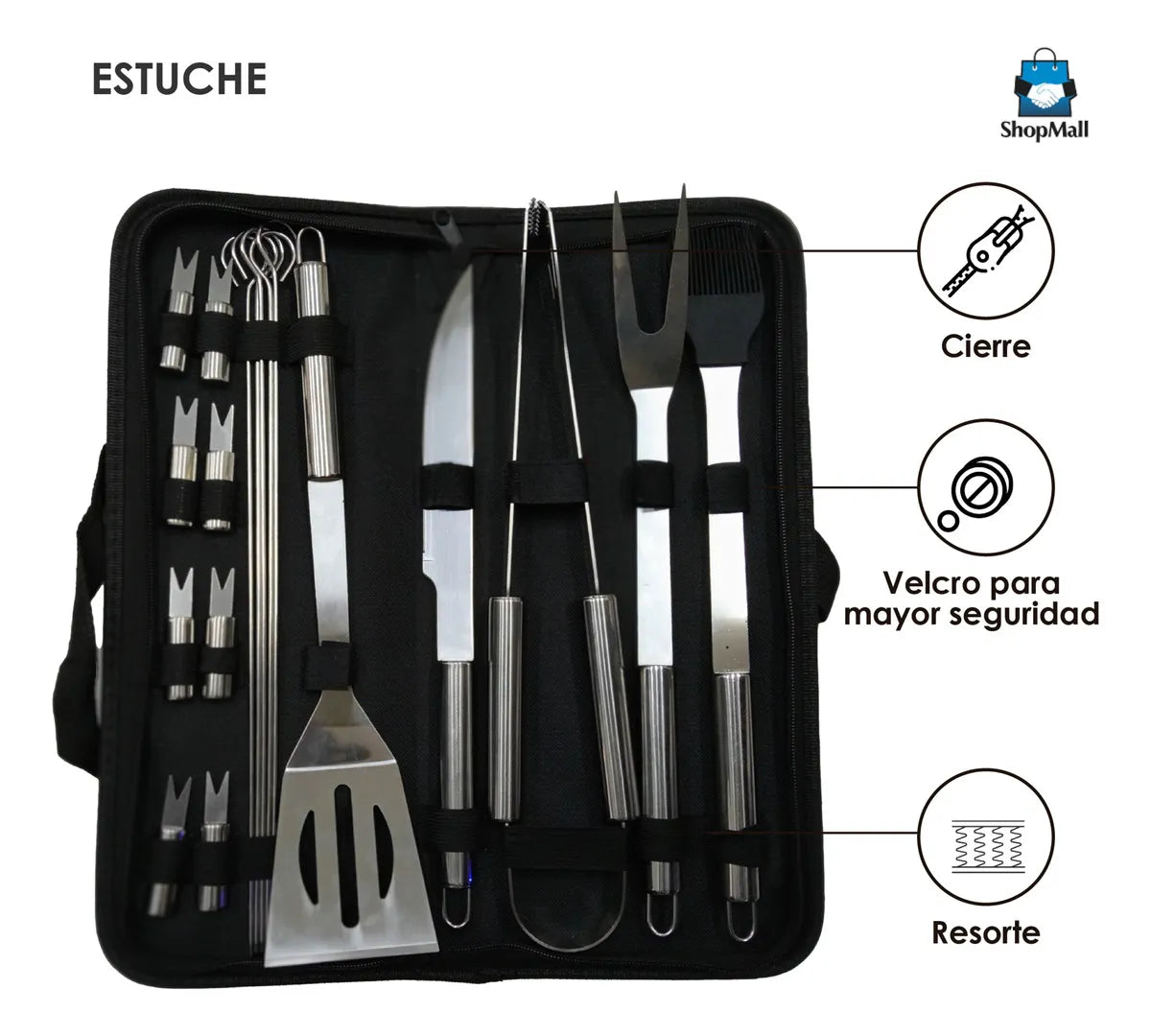 12 Kit Accesorios Y Utensilios Para Carne Asada por Mayoreo