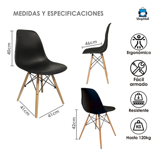 20 Sillas Eames de Madera para Cafetería, Hogar y Jardín por Mayoreo