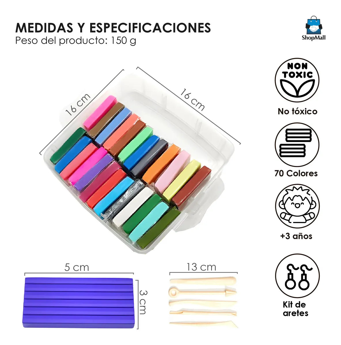 8 Kits de Arcilla Polimérica Moldeable con 70pcs Niños Juguete por Mayoreo