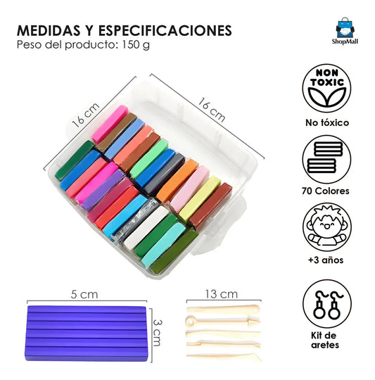 8 Kits de Arcilla Polimérica Moldeable con 70pcs Niños Juguete por Mayoreo