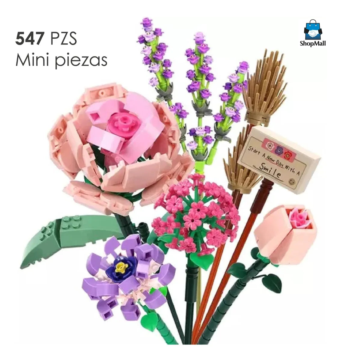 48 Bloques De Flores Artificiales Para Armar 547pzs por Mayoreo