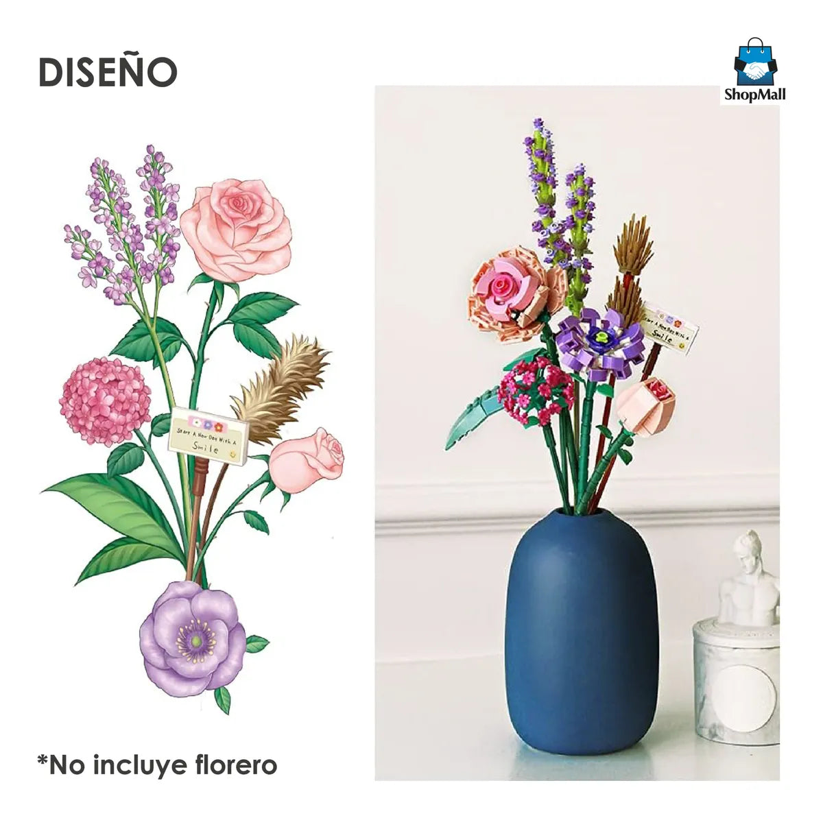 48 Bloques De Flores Artificiales Para Armar 547pzs por Mayoreo