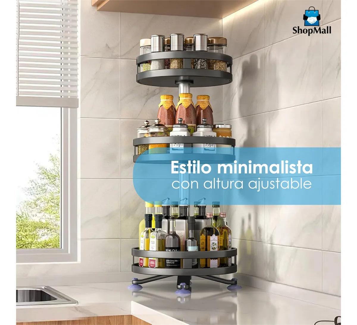 10 Estantes Giratorios De 3 Niveles Ajustable por Mayoreo