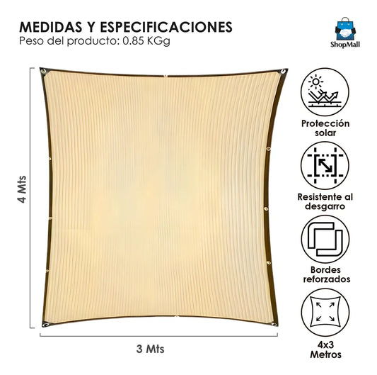 12 Malla Sombra Exteriores Con Cuerda 4x3 Mts Bloqueo Uv por Mayoreo