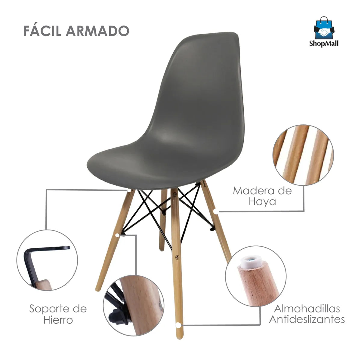 20 Sillas Eames de Madera para Cafetería, Hogar y Jardín por Mayoreo