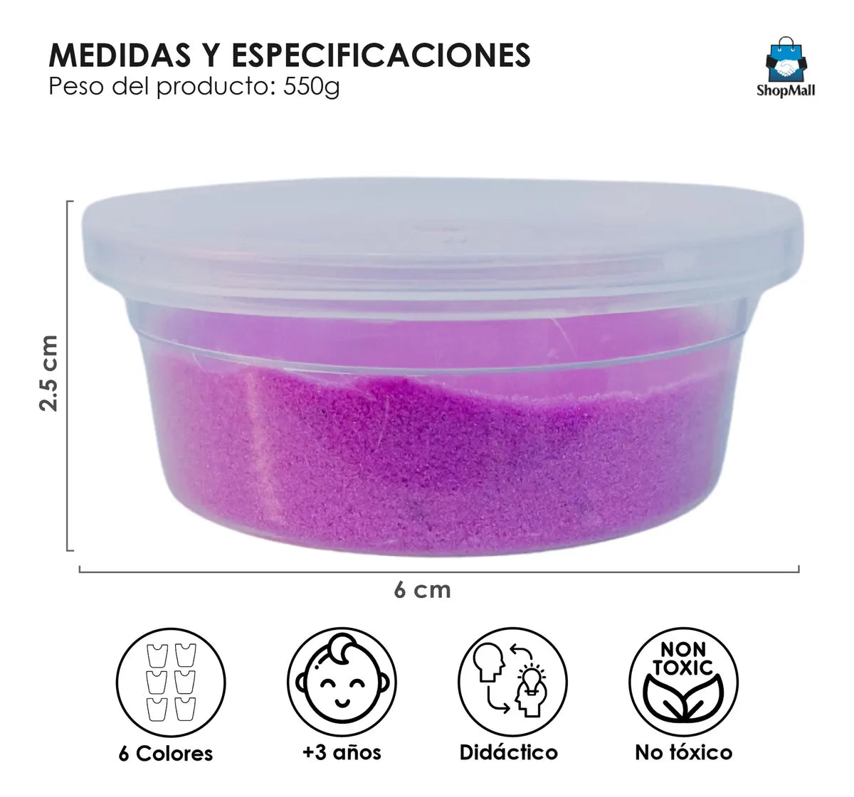 48 Kits de Arena Mágica Moldeable 6 Colores Didáctico por Mayoreo