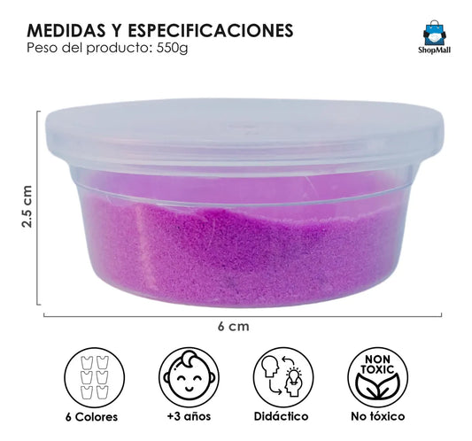 48 Kits de Arena Mágica Moldeable 6 Colores Didáctico por Mayoreo