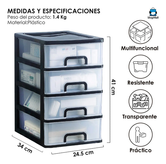 6 Cajoneras De Plástico 4 Niveles Organización Hogar por Mayoreo