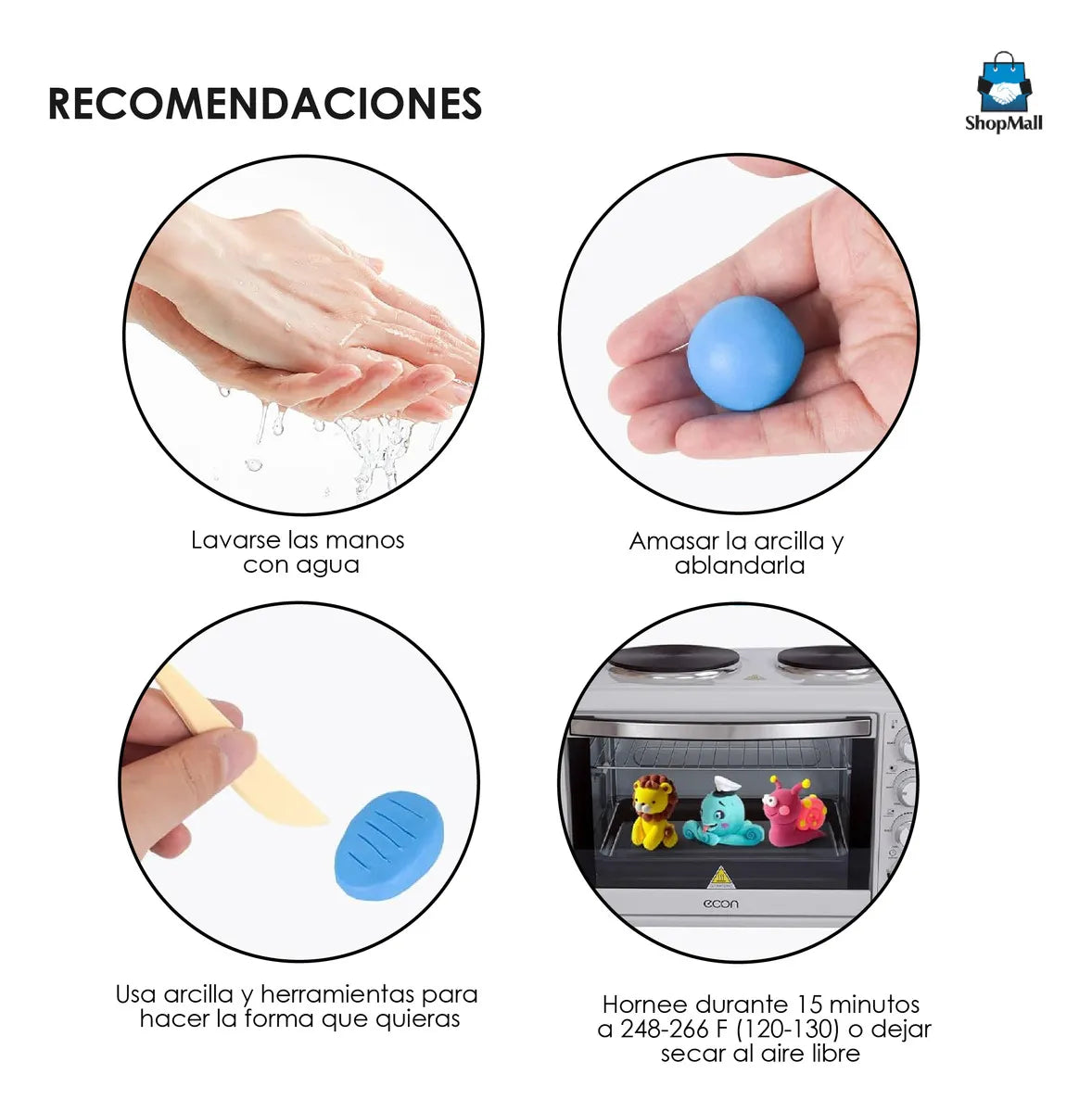 8 Kits de Arcilla Polimérica Moldeable con 70pcs Niños Juguete por Mayoreo