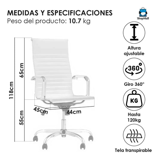 17 Silla Ejecutiva Oficina Metalica Reclinable Altura Ajustable por Mayoreo