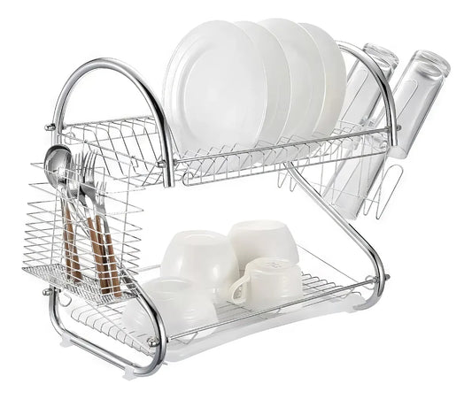 12 Escurridor Trastes 2 Niveles Acero Inoxidable Cocina por Mayoreo