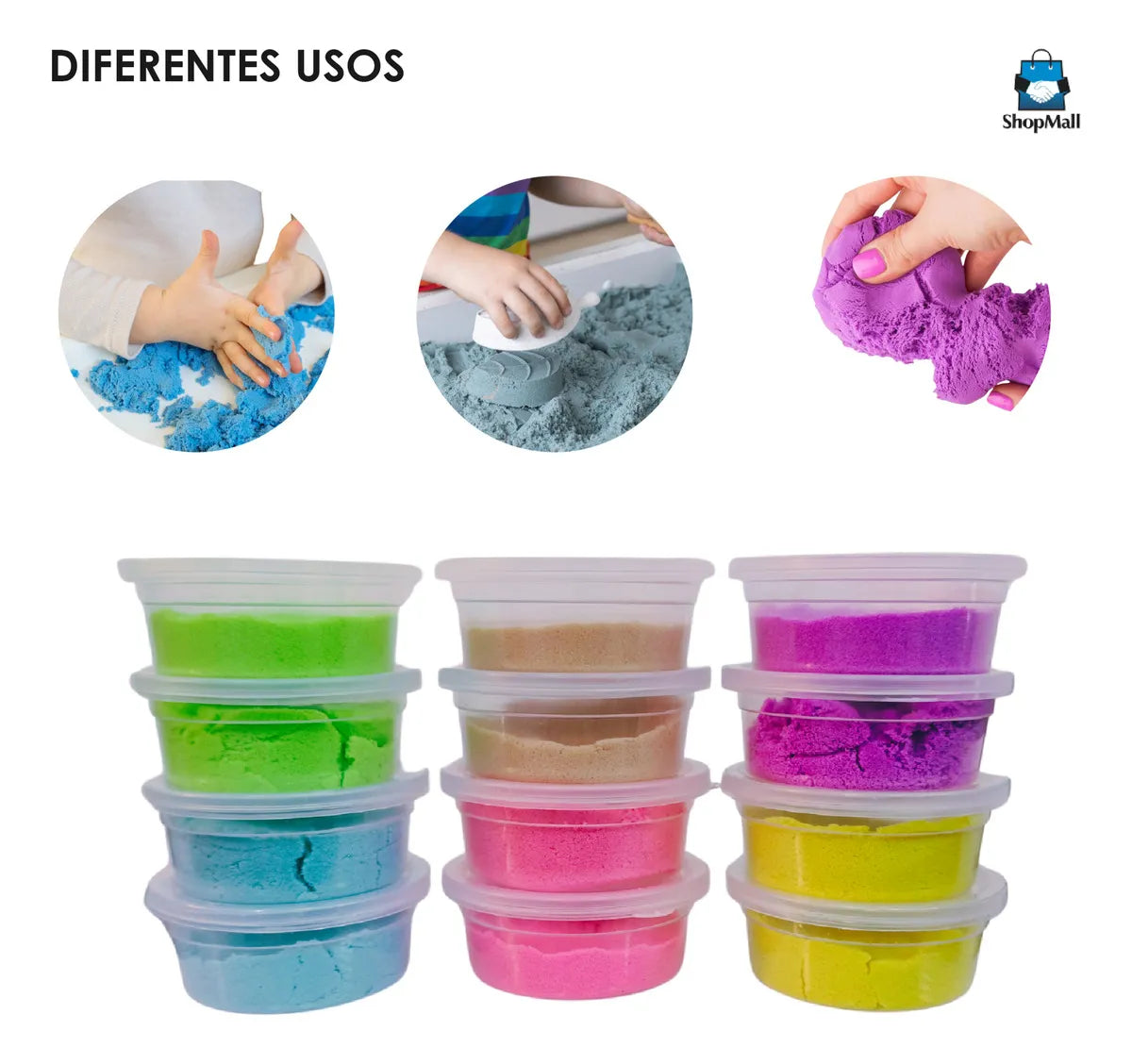 48 Kits de Arena Mágica Moldeable 6 Colores Didáctico por Mayoreo