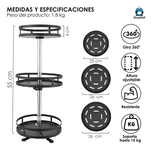 10 Estantes Giratorios De 3 Niveles Ajustable por Mayoreo