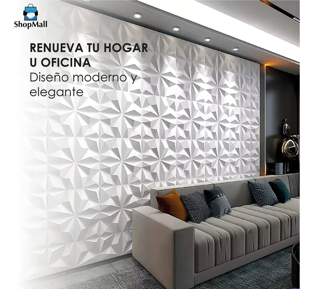 72 pzas Panel Decorativo 3D Para Pared 50 cm X 50 cm por Mayoreo