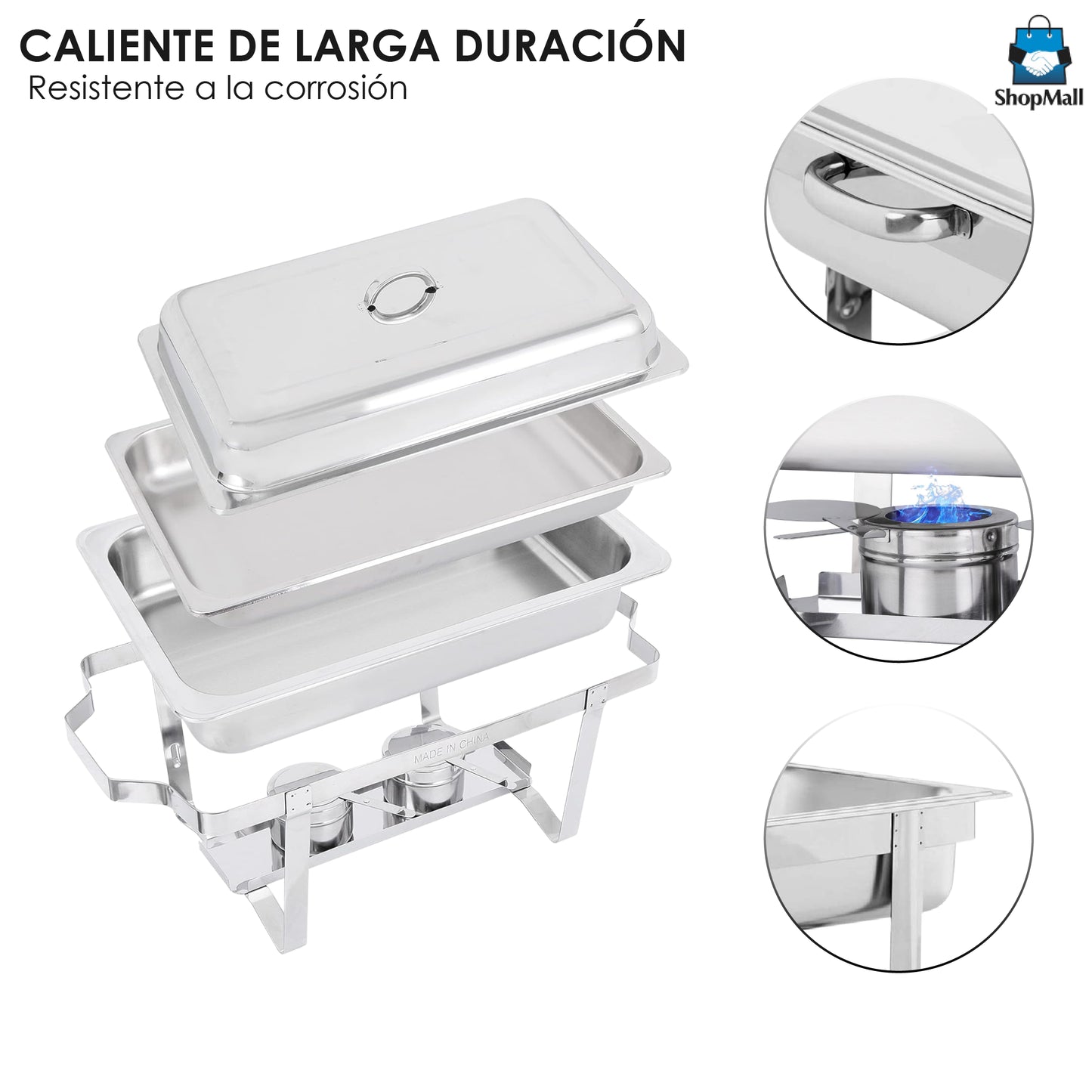 4 Charolas Bufeteras de Acero Inoxidable 11 L por Mayoreo