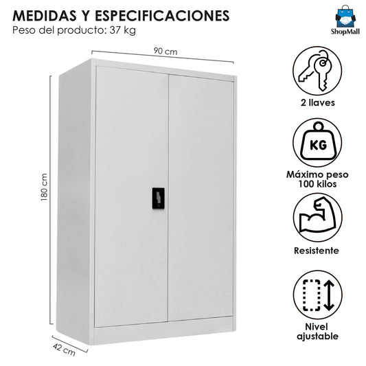 7 Gabinetes Metálico Universal 4 Niveles Color Gris Claro por Mayoreo