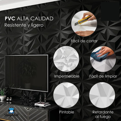 72 pzas Panel Decorativo 3D Para Pared 50 cm X 50 cm por Mayoreo