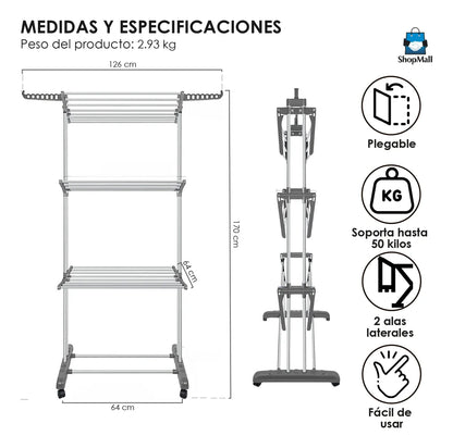 6 Tendedero Plegable De Ropa Portátil Retráctil  Perchero por Mayoreo