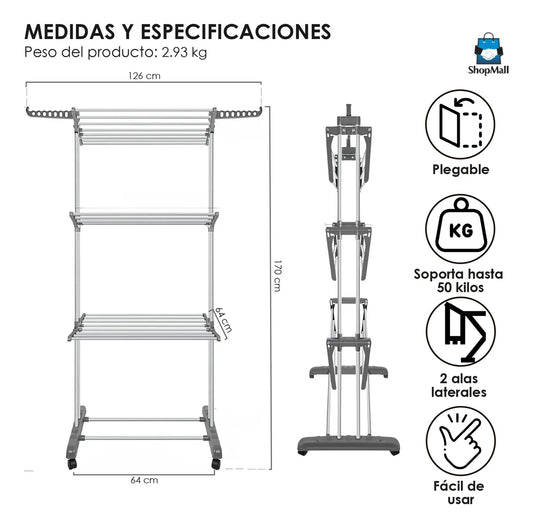 6 Tendedero Plegable De Ropa Portátil Retráctil  Perchero por Mayoreo