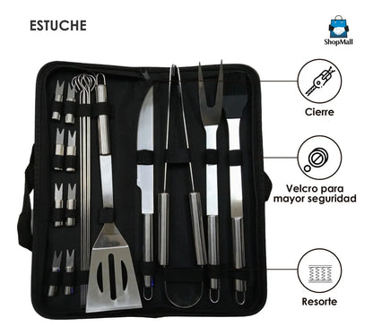 12 Kit Accesorios Y Utensilios Para Carne Asada por Mayoreo