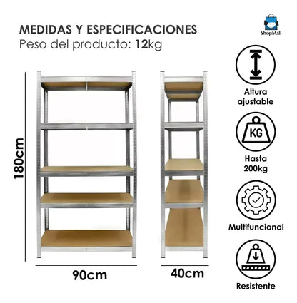 12 Estantes Metálico Anaquel Organizador Hogar 5 Niveles Madera por Mayoreo