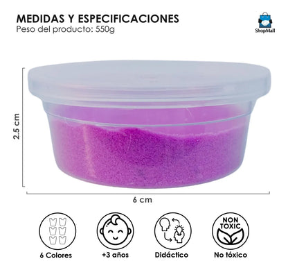 48 Kits de Arena Mágica Moldeable 6 Colores Didáctico por Mayoreo