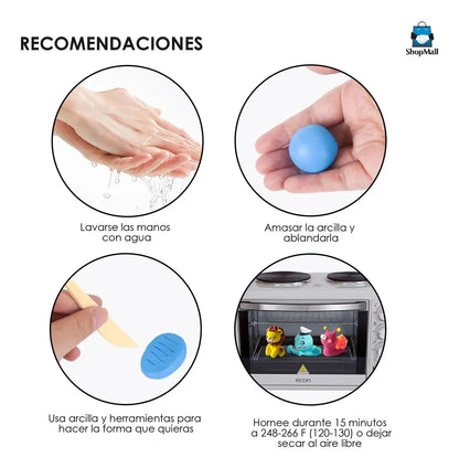 8 Kits de Arcilla Polimérica Moldeable con 70pcs Niños Juguete por Mayoreo