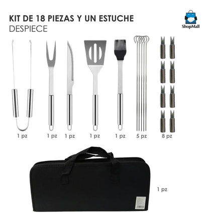 12 Kit Accesorios Y Utensilios Para Carne Asada por Mayoreo