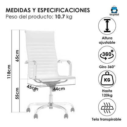 17 Silla Ejecutiva Oficina Metalica Reclinable Altura Ajustable por Mayoreo