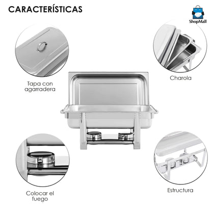 4 Charolas Bufeteras de Acero Inoxidable 11 L por Mayoreo
