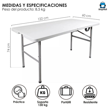 40 Mesas Plegables Blancas 1.22x60cm por Mayoreo
